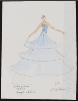1930s costume design sketch (original) and final drawing (copy)