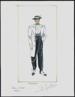 1940s male costume design drawing: color photocopy