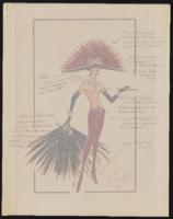 Paris Folies two lead showgirls: color photograph of drawing with notes, 1983