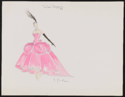 Untitled female in pink gown: original drawing