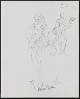 Costume design drawings by Nolan Miller for "Countries", black-and-white photocopies