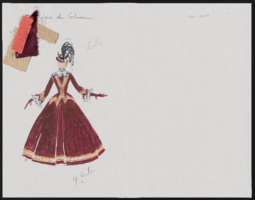 Palais du Glace costume design drawings: originals with fabric swatches