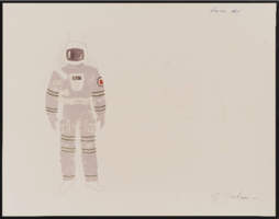 Planet Venus costume design drawings: photographs of drawings with  fabric swatches