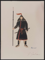 Japan costume design drawings: color photocopies and photographs of drawings