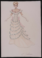 Finale costume design drawings: color photocopies and photographs of drawings
