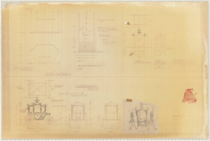 Carriage Plan and Elevations, Bath, Detail Mirror Panels, and Sedan Chair Plan and Elevations