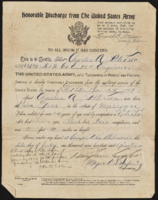Father: Charles A. Peterson, US Army discharge papers [WWI]