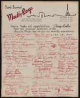 Moulin Rouge (Los Angeles): thank you note to Donn Arden signed by cast members