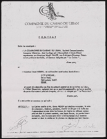 Beruit, Lebanon: Casino du Liban: contracts and telegrams (in French)