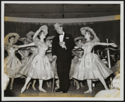 Comedian Red Skelton on stage at the Sands Hotel: photographs