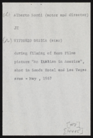 Filming of the movie "An Italian in America" at the Sands Hotel: photographs