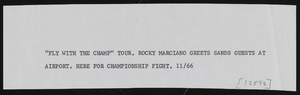 Boxer Rocky Marciano at the Sands Hotel: photographs
