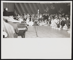 Comedian Red Skelton on stage at the Convention Center: photographs