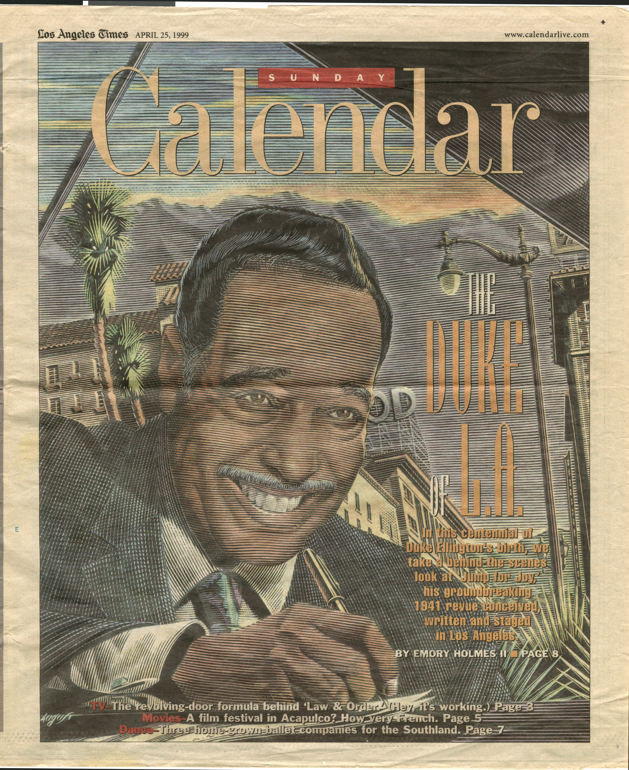 Newspaper clipping, The Duke of L.A.,  Los Angels Times, Sunday Calendar supplement, April 25, 1999