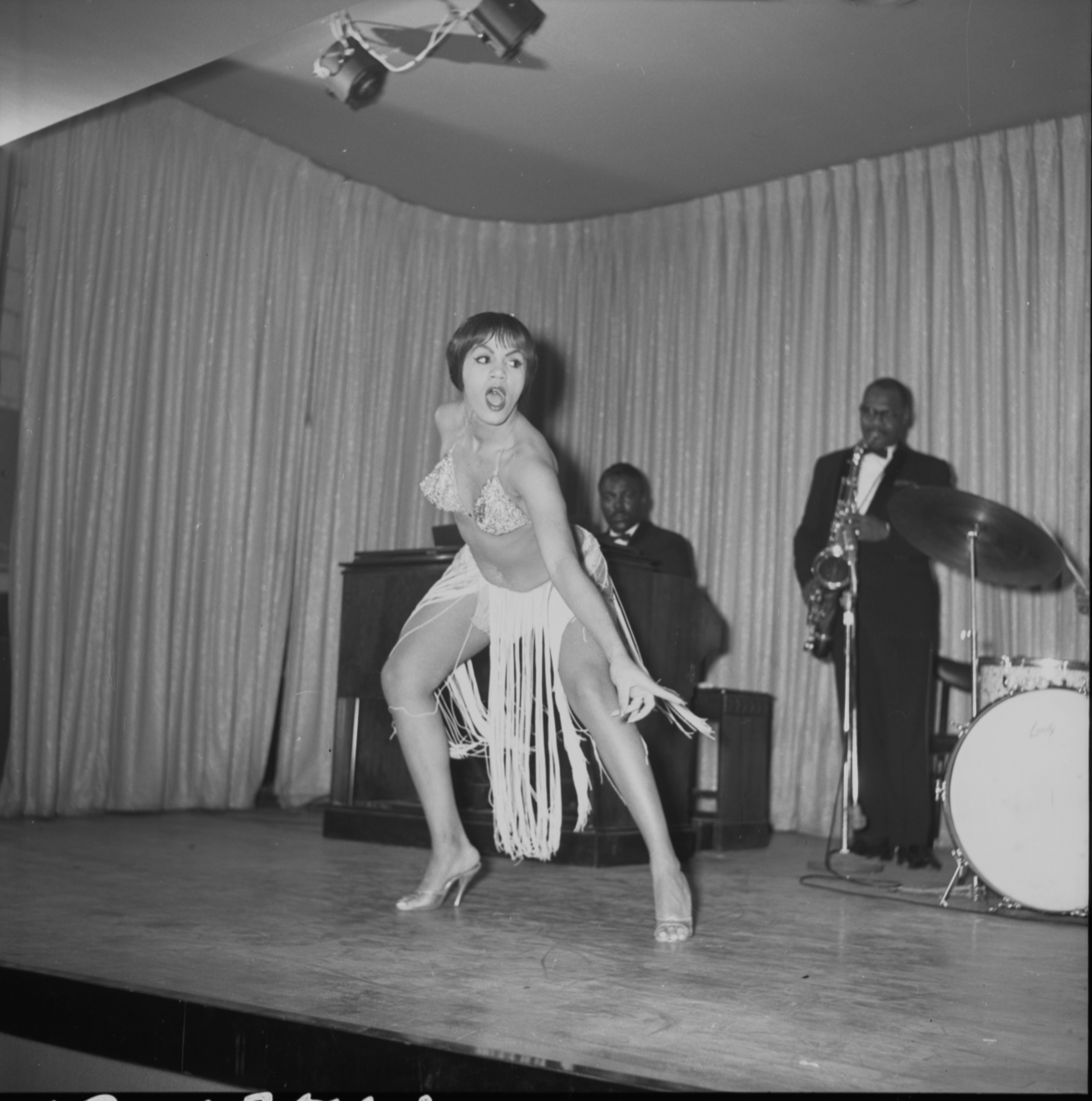 Film negative of a Carver House talent show, January 24, 1962
