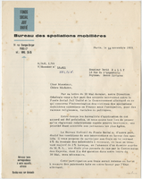 Letter from Fonds Social Juif (Paris, France) to David Bally (Bayonne, France), November 15, 1959