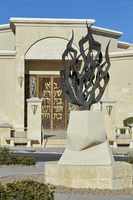 Photograph of "Burning Bush" sculpture at Temple Beth Sholom, Las Vegas, Nevada, February 22, 2016