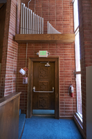 Photograph of Star of David on door of the former Temple Beth Sholom building on Oakey Blvd., Las Vegas, Nevada, May 19, 2016