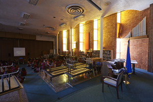 Photograph of Sanctuary of former Temple Beth Sholom building on Oakey Blvd., Las Vegas, Nevada, May 19, 2016