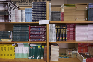 Photograph of Holocaust Resource Center books, Las Vegas, Nevada, May 31, 2016
