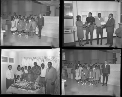 Set of negatives by Clinton Wright including Birtha's Birthday, Mr. George Wand's Class at First National Bank, Tennis Champs at Center, Madison Mother's Club, 1964