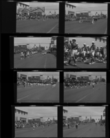 Set of negatives by Clinton Wright including Quality Cafe, Kit Carson Drill Team at School, Helldorado Parade, Kit Carson and Matt Kelly, 1964