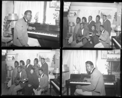 Set of negatives by Clinton Wright including George Holmes, Coluth's birthday, the Winford's housewarming, AM and M Choir, and Curtis Miltonett Singers, 1964