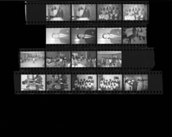 Set of negatives by Clinton Wright including Elks celebration, Mr. David Hoggard, party for Happy Timers and Bicycle Club, Bett Hudson and children, Mickey Mouse Club, and baby blessing, 1965