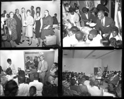 Set of negatives by Clinton Wright including Joshua O'Neal, Jo Mackey dedication, Earnest Ham's, and Las Vegas Sextet at Matt Kelly, September 23, 1965