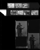 Set of negatives by Clinton Wright including Mr. Booker with certificate, Miss Eva Houston, Bob and others at 1706 Highland, 1965