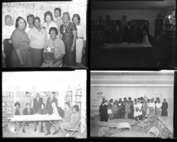 Set of negatives by Clinton Wright including Womens' Progressive club, Negro History Week at Kit Karson, Operation Independence, Samatha Garden and children, Mr. Carter, and Mrs. White at Matt Kelley, 1966