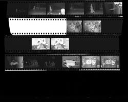 Set of negatives by Clinton Wright including City of Hope Fashion Show at Stardust, worker at Mark Wilson, baseball players at Doolittle Park, and Jo Mackey PTA, 1966