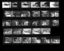 Set of negatives by Clinton Wright of a baby contest at Zion, Kirkland's party, a political rally at Sugar Hill, Elaine McGruder's birthday party, and Joe Haynus, Jr., 1966