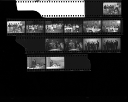 Set of negatives by Clinton Wright including GVT Gilbart, bus to Nellis, A.D.L. at the Dunes, Lodge chapters taken at Doolittle, liquor store, N.S.Y. Party at Lucille Gee's, Men's Progressive League at El Cortez, 1966