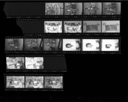 Set of negatives by Clinton Wright including Kelley's Pabst advertisement, Woman's Progressive Club, Golden West advertisement, Blue Notes, and Operator at Coleman's, 1967