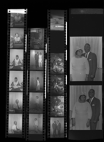 Set of negatives by Clinton Wright including meeting at Doolittle, Upperoom Church, Landmark, Voice staff, Henry Miller's party at Sugar Hill, and Bishop and Sister Webb, 1969