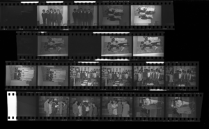 Set of negatives by Clinton Wright including Sunset Mortuary & employees, Kappas at Mrs. Pughley's, debutante group pictures at Mrs. Bennett's, Yolanda Arlington's baby Christening, Cosmo bar, and debutantes at Sight & Sound, 1969