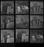 Set of negatives by Clinton Wright including Sarann fashion show, and copy negative of serviceman, 1970