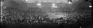 Marvin Hagler vs. Vito Antuofermo fight at Caesars Palace, black-and-white, Las Vegas, Nevada: panoramic photograph