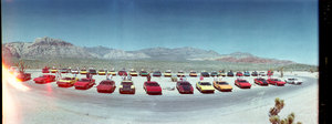 4th Annual Pantera Owners Club of America rally at Red Rock Canyon overlook, Las Vegas, Nevada: panoramic photograph
