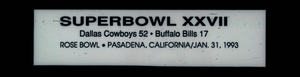 "Super Bowl XXVII Dallas Cowboys 52 - Buffalo Bills 17, Rose Bowl, Pasadena, California/Jan. 31, 1993" textual overlay