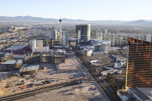 Casino Projects on the Las Vegas Strip from the Air, Las Vegas, Nevada: digital photograph