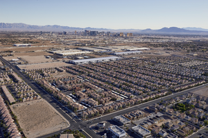 Switch Supernap Data Centers with Las Vegas Strip in the background, Las Vegas, Nevada: digital photograph