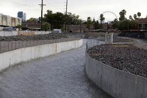 Tropicana Wash flood water, Las Vegas, Nevada: digital photograph