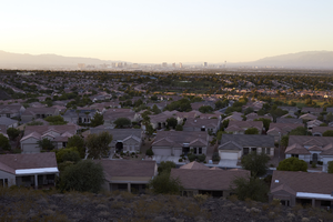 Las Vegas Valley as seen from the City View Trail above Sun City MacDonald Ranch, Henderson, Nevada: digital photograph