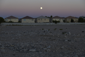 Moonrise over a single family housing development, Enterprise, Nevada: digital photograph