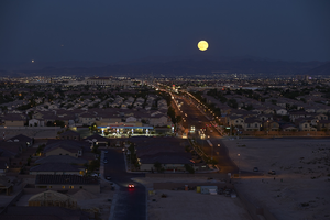 Moonrise over Las Vegas Valley, Spring Valley Township, Nevada: digital photograph