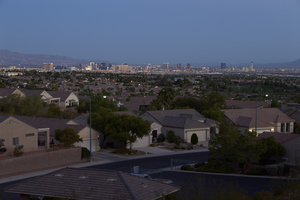Dawn view of Las Vegas Valley from MacDonald Ranch, Henderson, Nevada: digital photograph