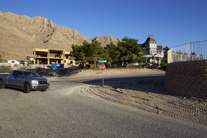 Eclectic neighborhood at the base of Frenchman Mountain, North Las Vegas, Nevada: digital photograph