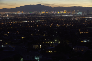 Las Vegas Valley at dusk, North Las Vegas, Nevada: digital photograph